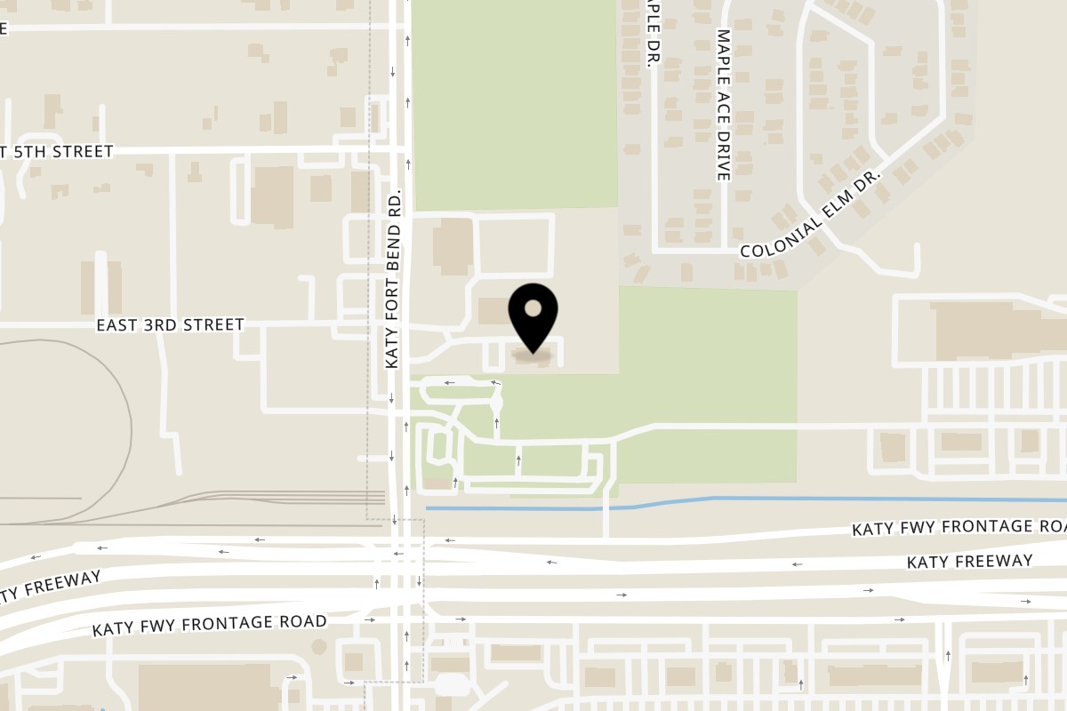 Map showing the location of Wingz Shack Katy on 1050 Katy Fort Bend Rd in Katy
