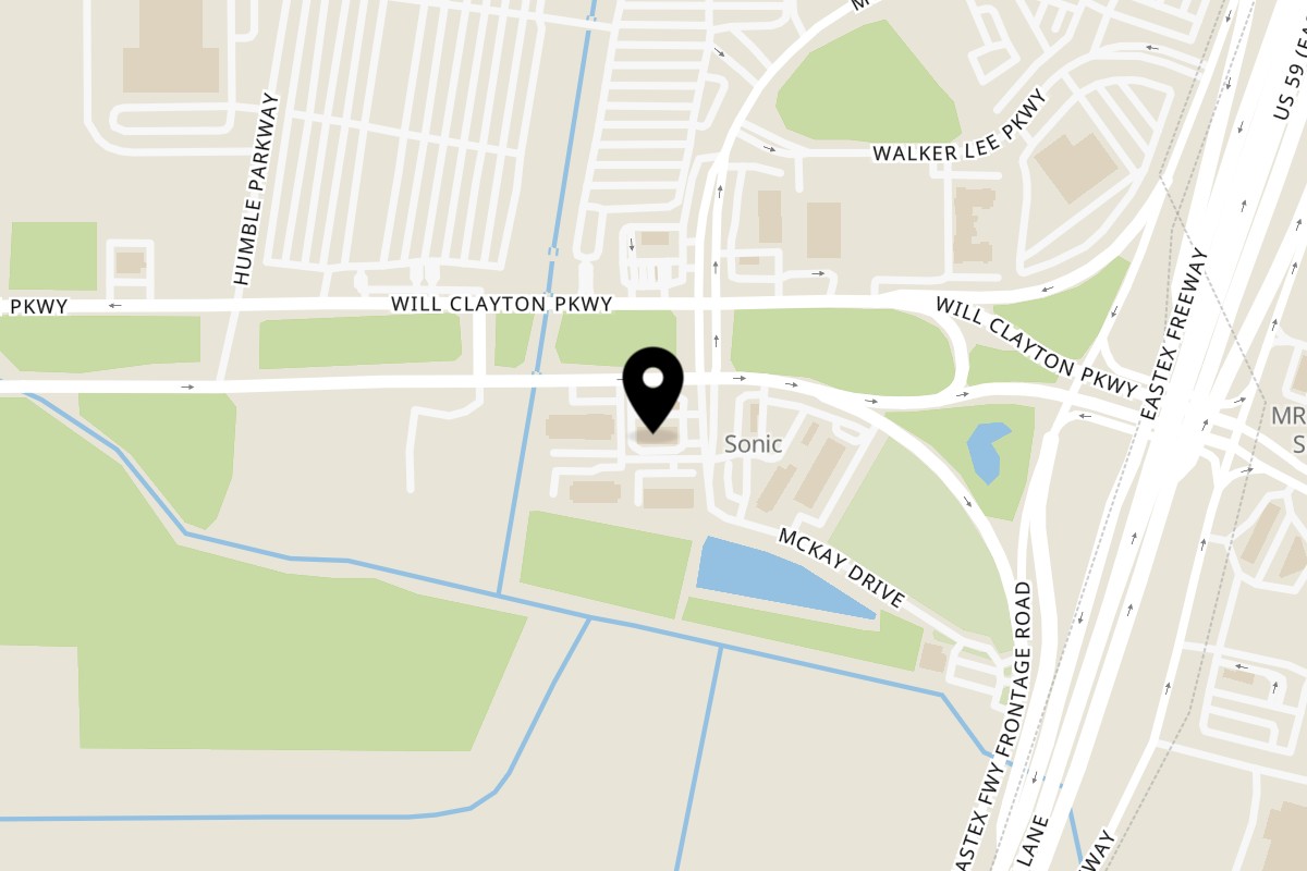 Map showing the location of Wingz Shack Humble on 7064 Will Clayton Pkwy in Humble